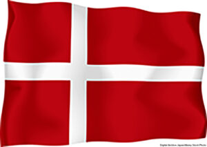 The national flag of Denmark.
