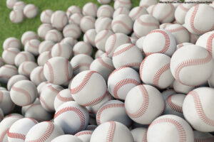 Hundreds of baseball balls on stack