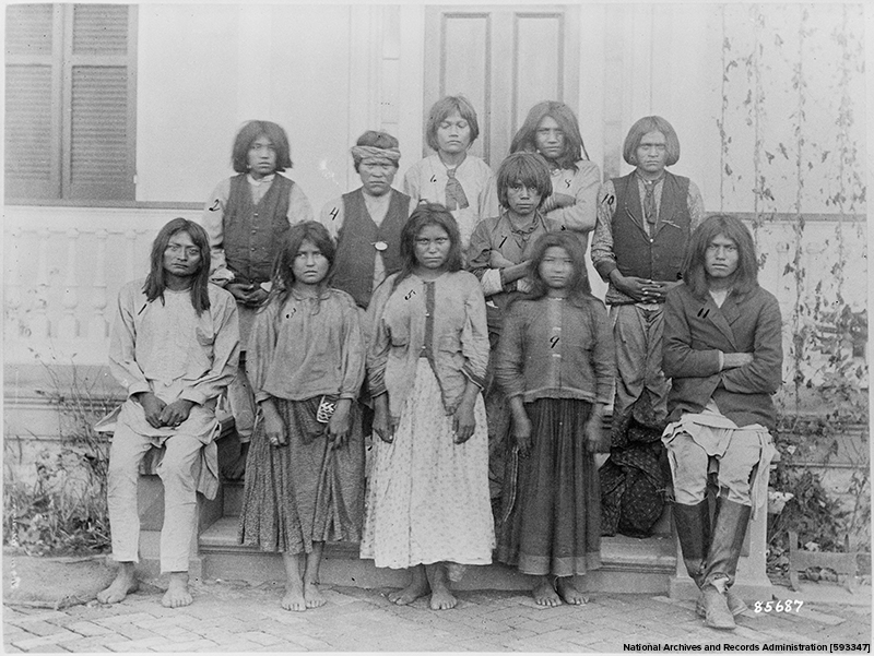 Chir[i]cahua Apaches as they looked upon their arrival to a boarding school.