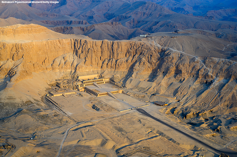 Sunrise Scene of Aerial View of Queen Hatshepsut's Palace, Luxor, Egypt