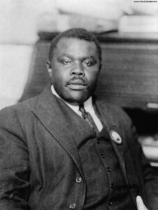 black and white photograph of Marcus Garvey