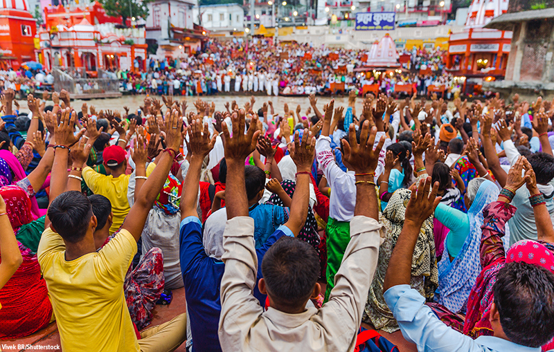 People in the holy city of Haridwar in Uttarakhand, India