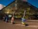 Photograph of the entrance to the Rock and Roll Hall of Fame.