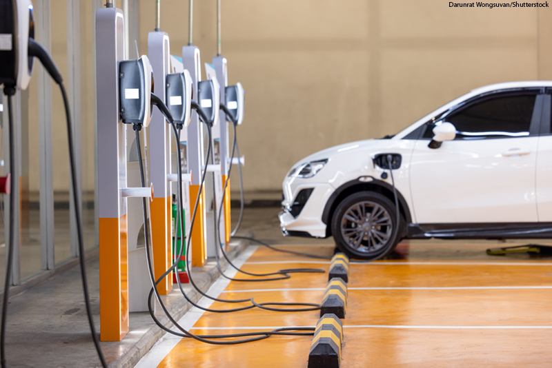 EV charging an electric car