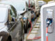 Close-up of electric vehicle charging station