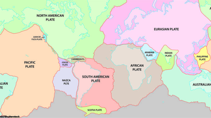 world plate tectonics map Global map showing the name and location of tectonic plates.