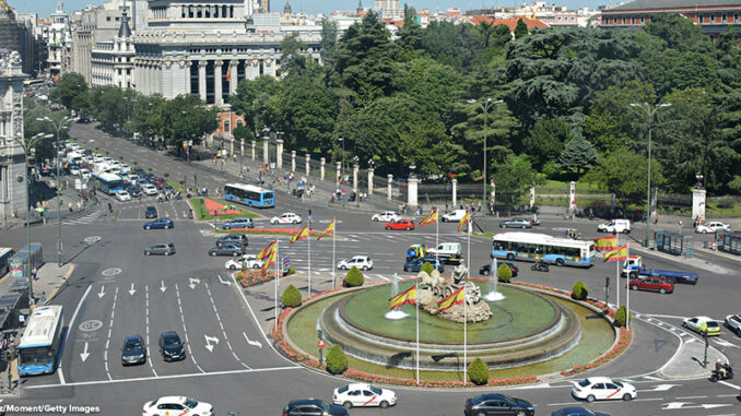 Madrid - Plaza de La Cibeles Monument of the Fountain of Cibeles (La Cibeles).