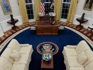 A general view shows the Oval Office of the White House.