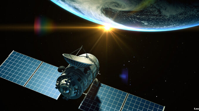 a satellite in space orbiting Earth