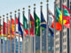 Flags of all nations outside the UN in New York City.