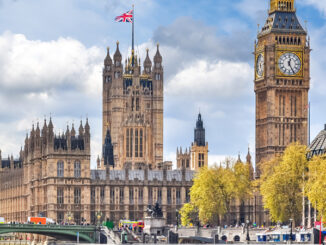 Big Ben and Houses of Parliament in London, England.