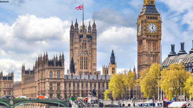Big Ben and Houses of Parliament in London, England.