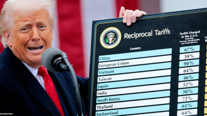 President Trump announces tariff plan in April 2025.