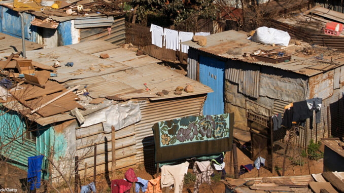 Squatter housing in Soweto, South Africa.