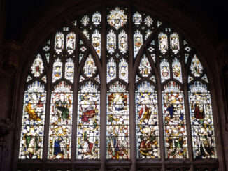 west stained-glass window in the University Church of St Mary the Virgin, Oxford, England