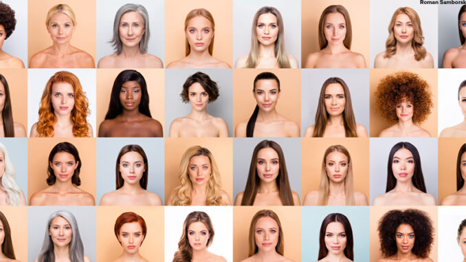 A collage of multi national females of different ages and race.